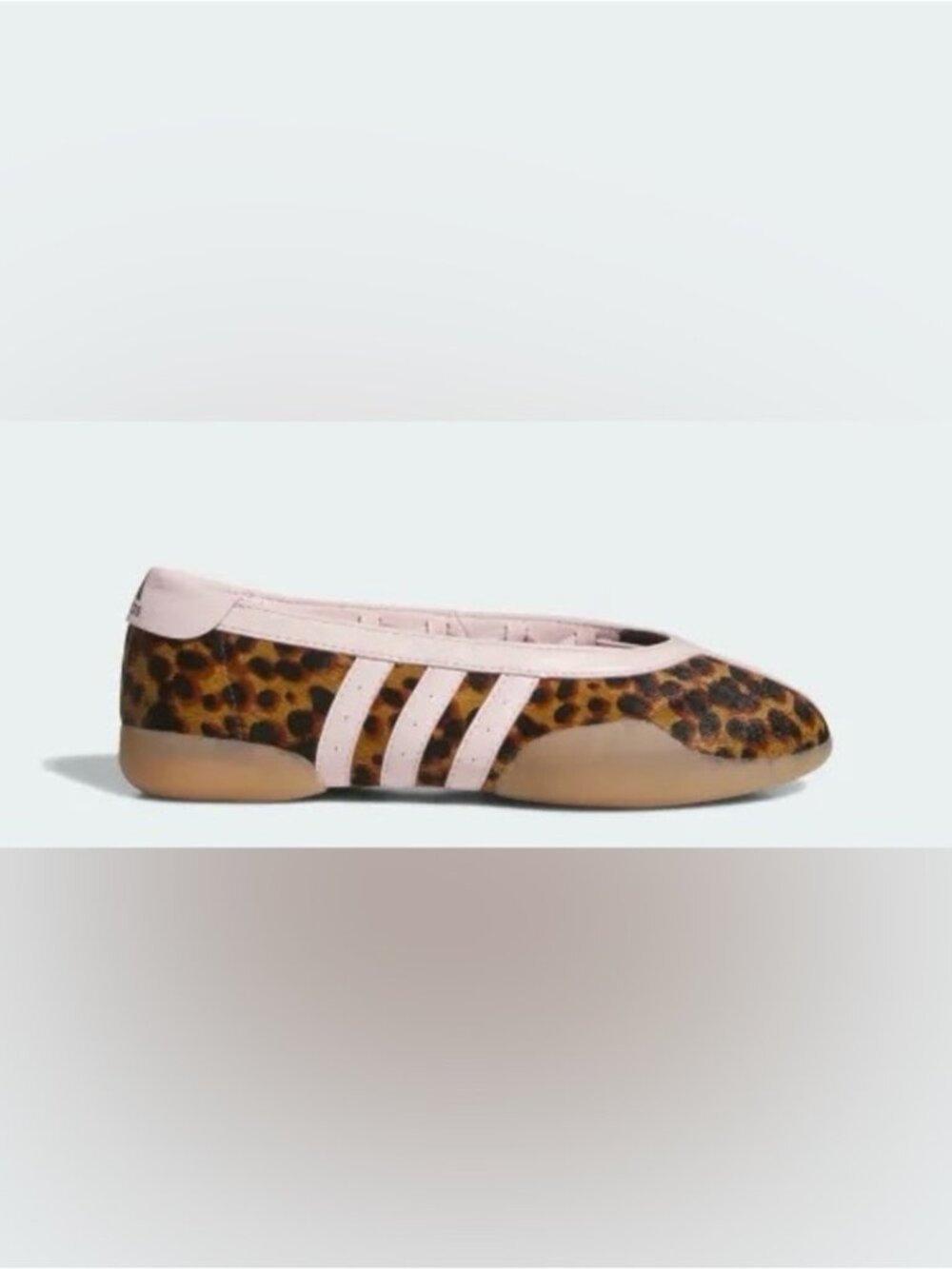 adidas Leopard Print Ballet Flat with Pale Pink Stripes